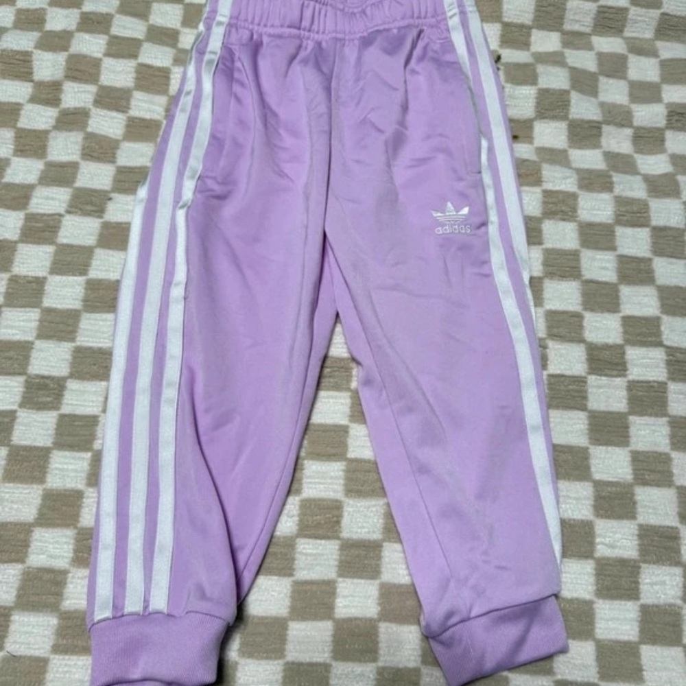 adidas Kids Lavender Track Pants with White Stripes